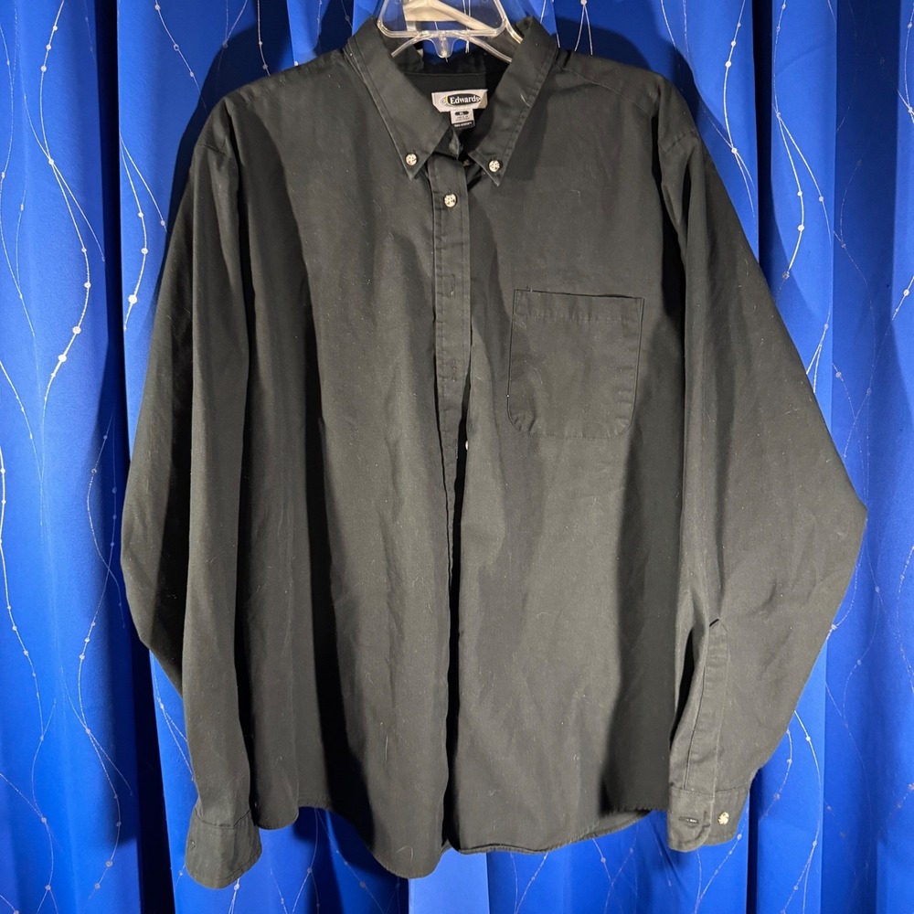 Edwards Mens Black Long Sleeve Button Down Shirt XL Tuff‎ Tested